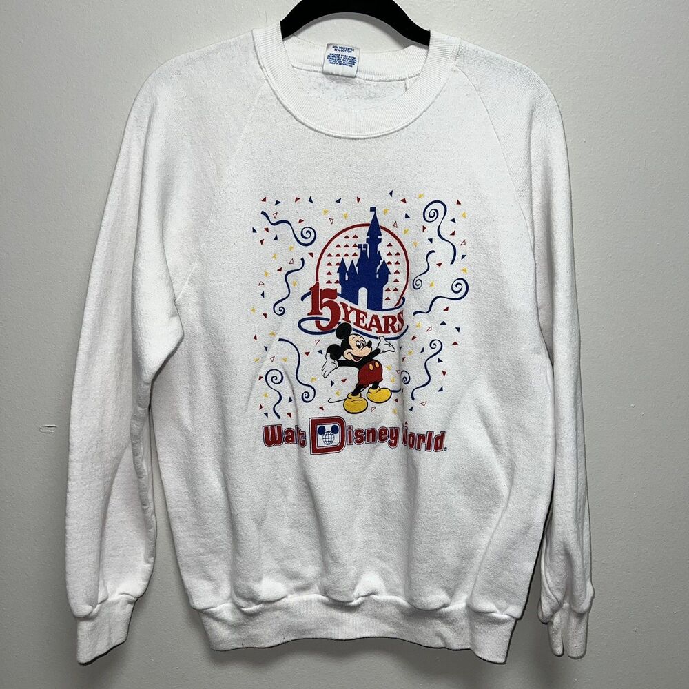 Vintage 80s Walt Disney World 15 Years Crewneck Sweatshirt Medium Mickey Mouse